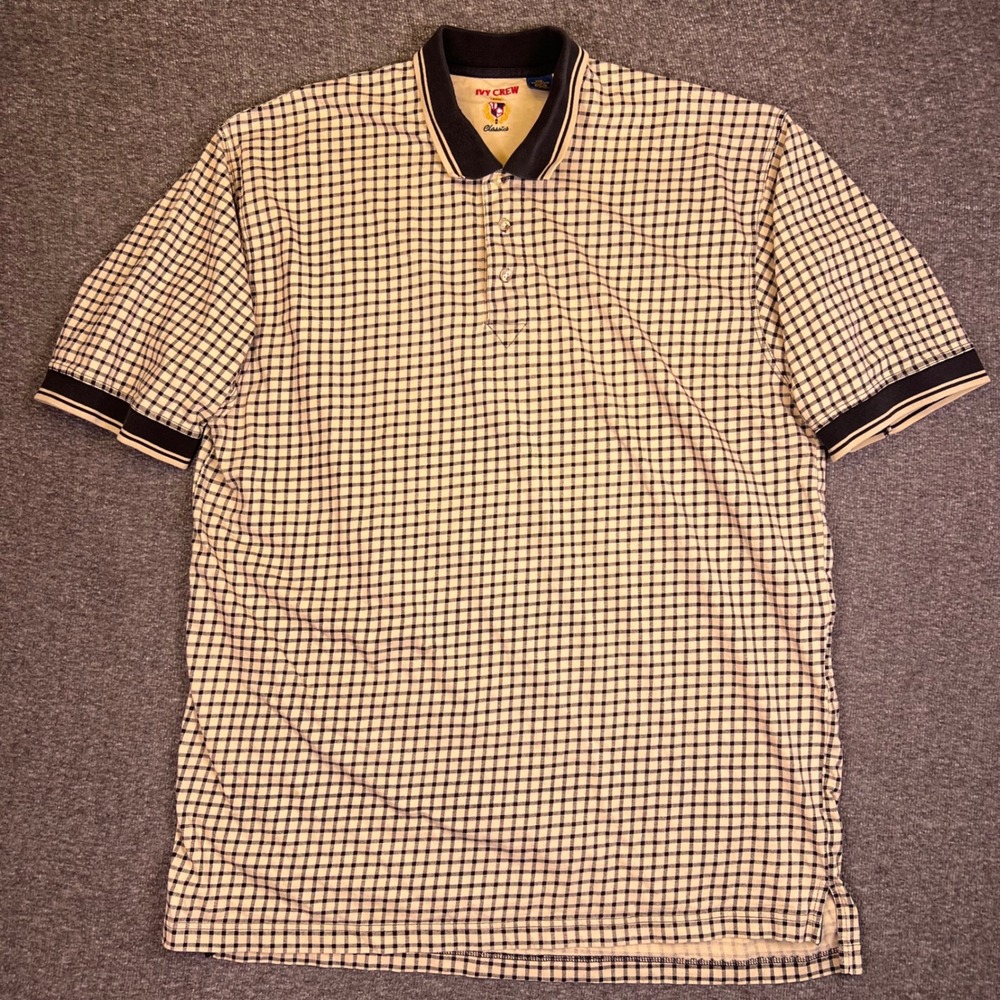 IVY CREW Classics Polo Shirt Mens 2XL Plaid Check Short Sleeve Casual Golf Top